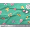 thumbnail image 3 of Soimoi Green Velvet Fabric Clown Fish & Octopus Ocean Decor Fabric Printed Yard 60 Inch Wide, 3 of 3