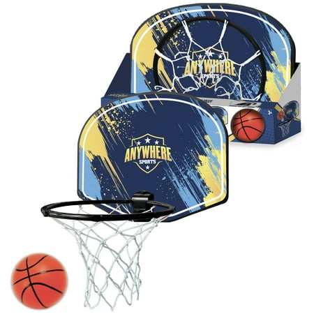 Anywhere Sports: Hot Shot Basketball Hoop - 6 Silent Foam Ball Over-The-Door Backboard Clip-On Mount Indoor-Outdoor Quiet Sports Play Kids 3+