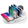 thumbnail image 3 of 4-Port USB Charging Station, Double Wireless Charging Station Desktop iWatch Watch Bracket with 5 Data Lines for iPhone, ipad, Samsung, Android Phone, Tablet, 3 of 10