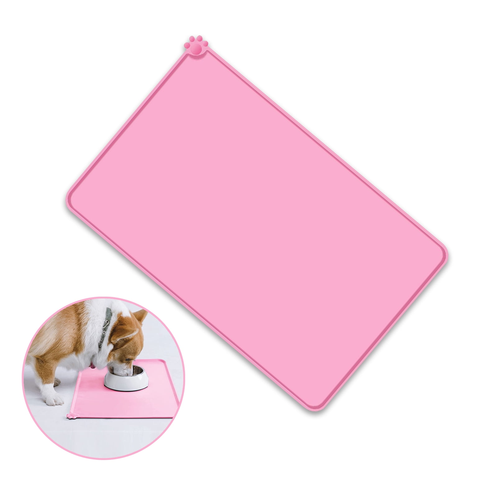 NonStick Pet Food Mat, Waterproof Silicone Cat Dog Bowl Mat, Small Dog
