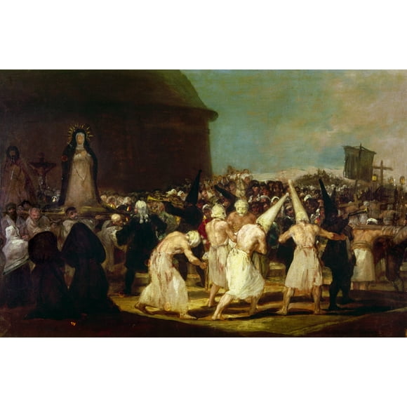 Goya : Flagellants, 1793. /ncession des Flagellants. Huile sur Toile, 1793, par Francoisco Goya. Affiche Imprimée par (18 x 24)