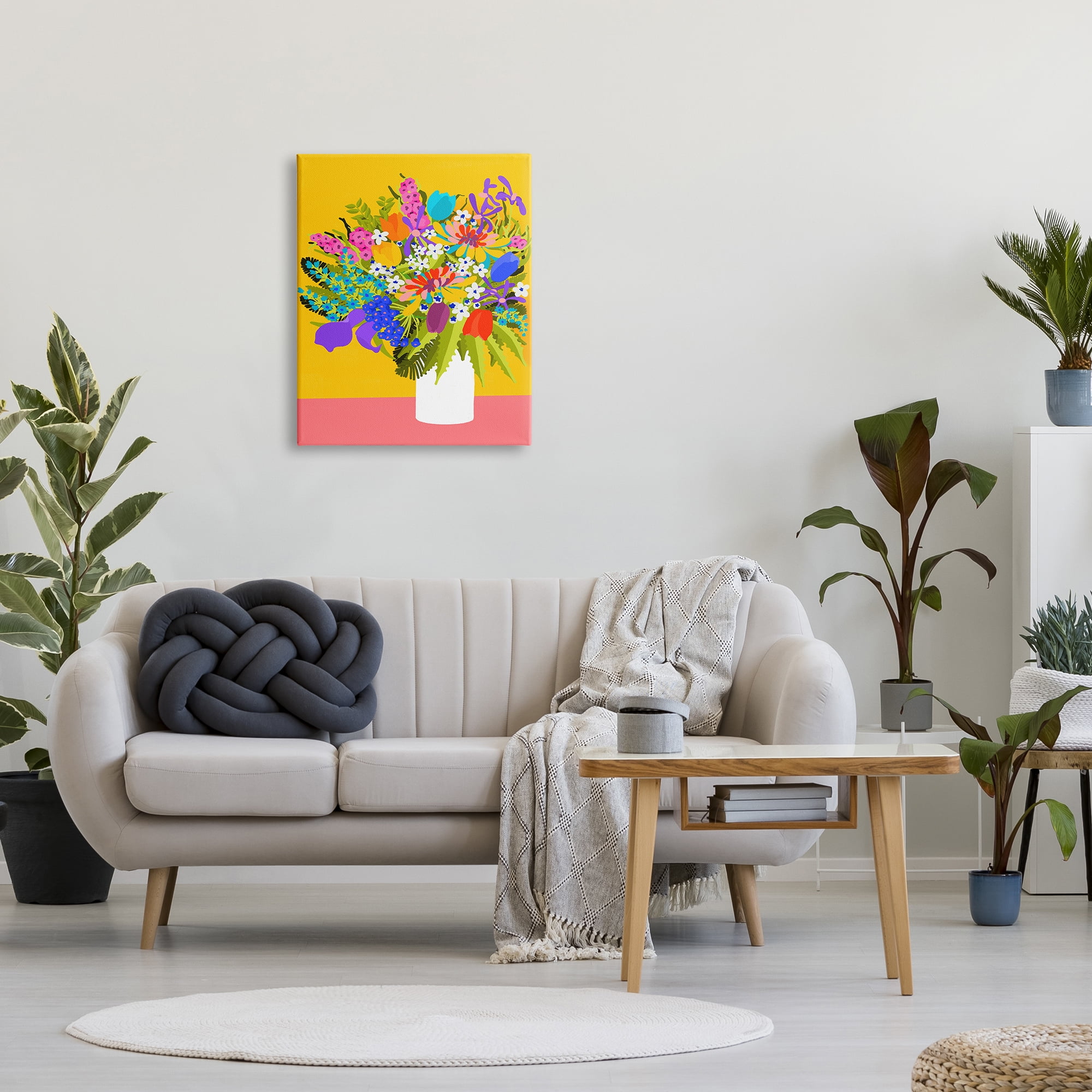 Stupell Industries Bouquet on Yellow Botanical & Floral Painting Gallery Wrapped Canvas Art Print Wall Art, 24 x 30