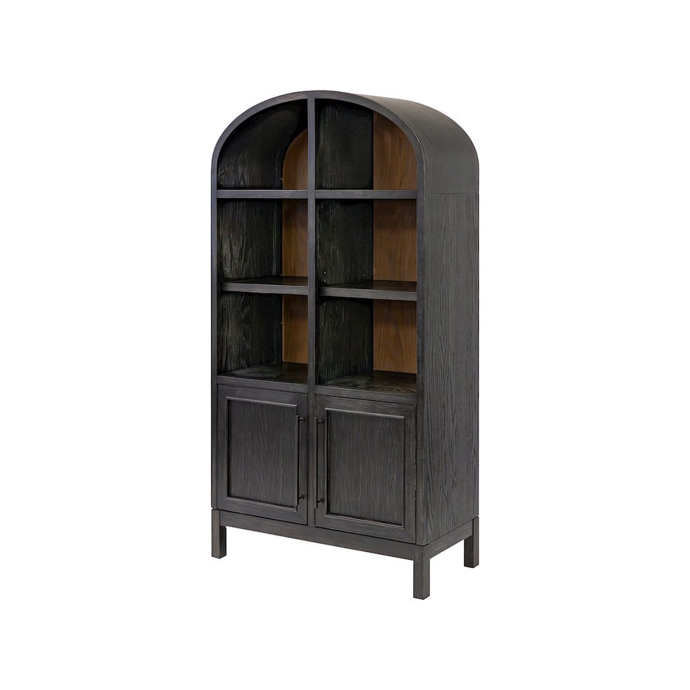 Martin Furniture Modern Wood Arched Display Cabinet/Bookcase, Storage Cabinet, Black