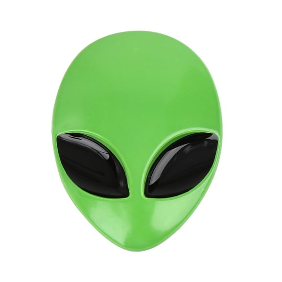 Universal Green 3D Alien Head Shaped Metal Car Body Decorative Emblem Badge Decal Sticker
