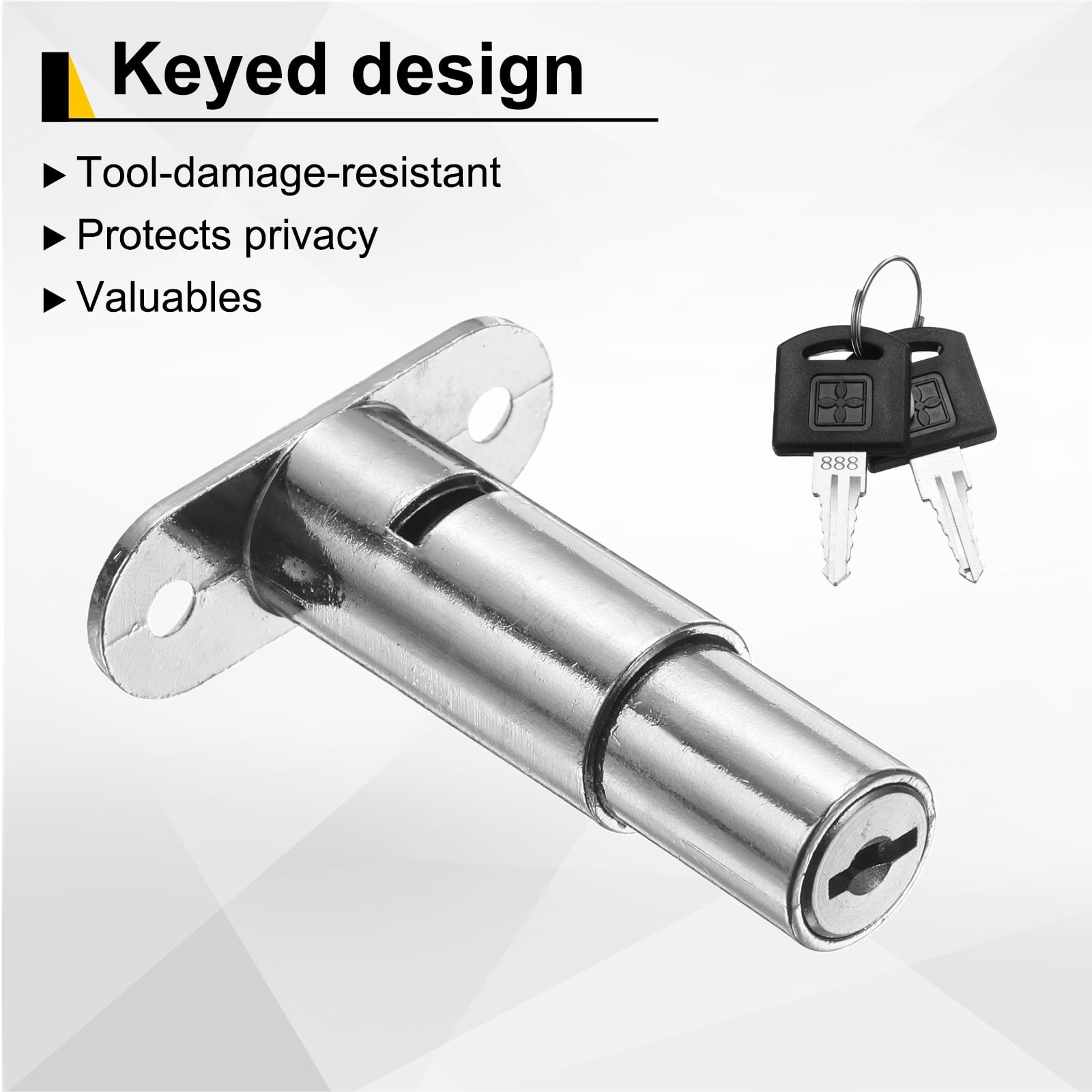 Uxcell Drawer Desk Push Plunger Lock, 4Pcs 1-9/16" Cylinder Diameter 2-7/16" Cylinder Length Zinc Alloy Sliding Cabinet Locks with Cross Screwdriver Keyed Alike for Wardrobe Drawers