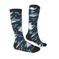 thumbnail image 3 of Vsdgher Friendly Smiling Sharks Print Thigh High Socks Extra Long Stretchy Sock Women Over Knee High Opaque Stocking Daily Wear, 3 of 5