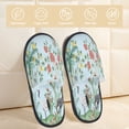 thumbnail image 4 of Junzan Fuzzy Feet Slippers For Women,House Shoes Non Slip Indoor/Outdoor,Chinoiserie Floral Palm Tree Designs-Medium, 4 of 9