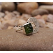 925 Sterling Silver Ring For Womens, Natural Moldavite Ring Gemstone Unique Handcrafted Ring For Her