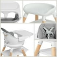 thumbnail image 4 of Babyomi Convertible High Chair for 2 Babies, 11-in-1 Wooden Booster with Double Easy-Clean Trays & PU Cushion,White Gray, 4 of 9