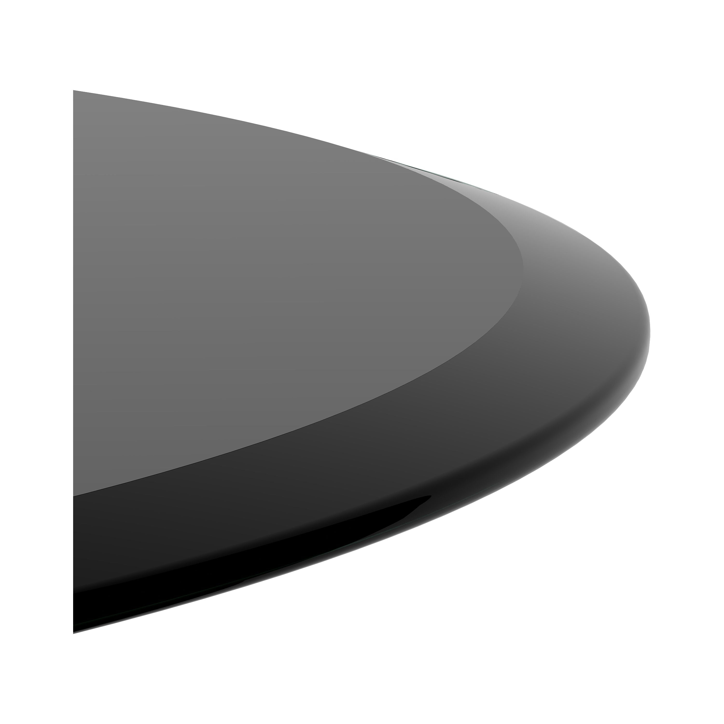 MAYEERTY 24" Round Tempered Glass Table Top, 2/5 Thick Beveled Polished Edge, Black