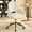 Dutch Velvet-Beige, variant on Furniliving Modern Rolling Mid-Back Armless Office Chair Swivel Upholstered Task Chair Open Curved Vanity Chair for Living Room Bedroom, White