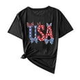 thumbnail image 3 of UVEASISHA Cute Patriotic Graphic Tee for Women Short Sleeve 4th of July Shirts Loose Casual Streetwear T-Shirt Independence Day Gift Black L, 3 of 5