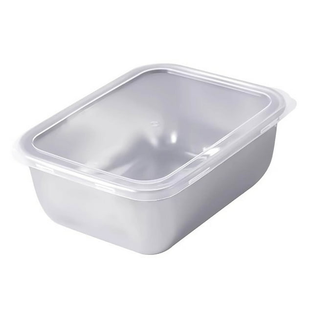 Assiette Carrée en Acier Inoxydable avec Couvercle - de Qualité Alimentaire, Empilable - pour la Cuisson au Four, le Rangement, le Gril et l'Utilisation en Cuisine