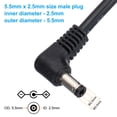 thumbnail image 2 of Cable de alimentación DC Uxcell de 10 pies, 5.5 mm x 2.5 mm, macho a macho, adaptador de cable de 18AWG, cordón de extensión en ángulo recto de 90 grados, negro, 2 of 4