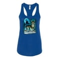 thumbnail image 2 of Wild Bobby, Wolf Howling At the Full Moon Wolf Pack Animal Lover Ladies Racerback Tank Top, Royal, Small, 2 of 3