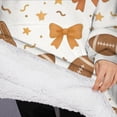 thumbnail image 3 of Oversized Wearable Blanket Hoodie,Football and Cheer Goods Pattern Sherpa Blanket Hoodie with Super Pockets,Super Warm Fuzzy Pullover for Women & Men, 3 of 6