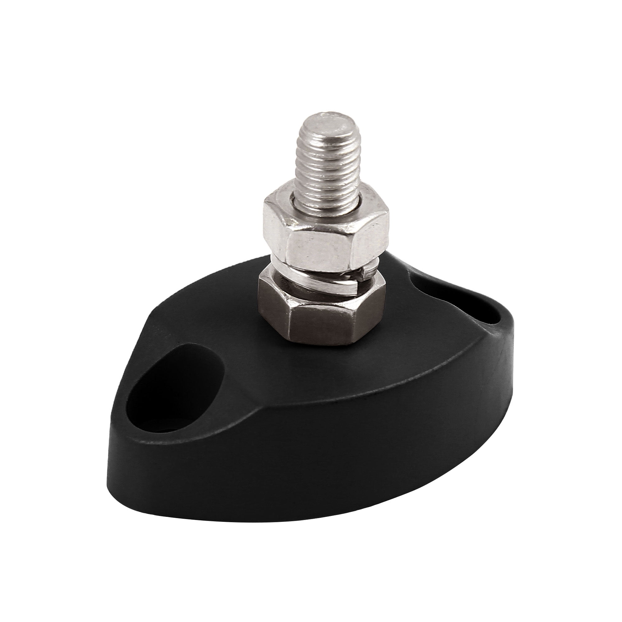 Black 1/4'' Stainless Steel Single Stud Power and Ground Junction Block