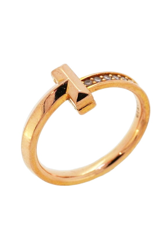 Pre-Owned Tiffany & Co. T One Ring, 18KPG Pink Gold, Diamond, Size 11, Women's