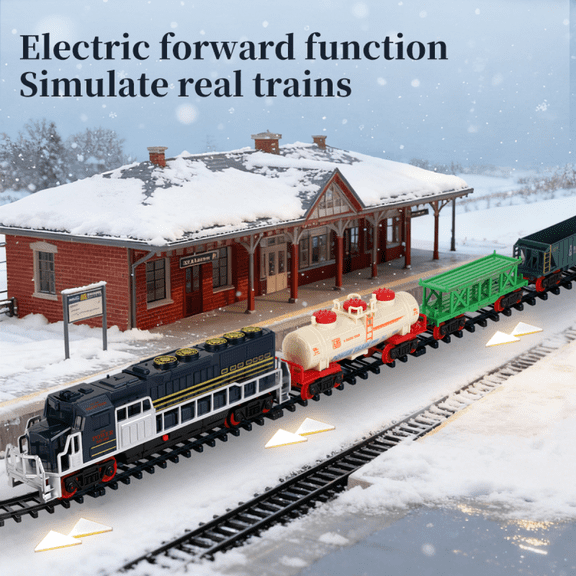 Electric Train Sets Under Christmas Tree with Lights & Sound, Locomotive Train & Track Model Kit for Kids 3 4 5 6 7 8   Years Birthday Gifts