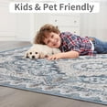thumbnail image 5 of 6x9 Area Rugs for Living Room, Machine Washable Vintage Rug, Non-Slip Low Pile Throw Rugs with Rubber Backing Washable Carpet for Bedroom Dining Room  Decor, Blue, 5 of 8
