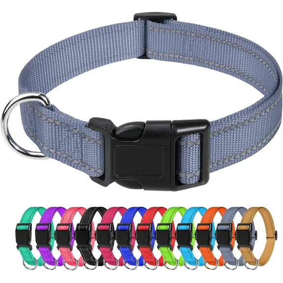 Reflective Dog Collar,Soft Neoprene Padded Breathable Nylon Pet Collar Adjustable for Puppy and Small Dogs,Gray,XS