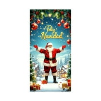 HCBY Merry Christmas Door Cover Decorations Xmas Background Banner Xmas Door Hanging Covers for Front Porch Farmhouse Home Indoor Outdoor Decoration(Santa#20 35"x71")