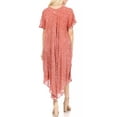 thumbnail image 2 of Sakkas Lila Freckled Dyed Cap Sleeve Scoopneck Long Caftan Dress / Cover Up - Mauve - One Size, 2 of 5