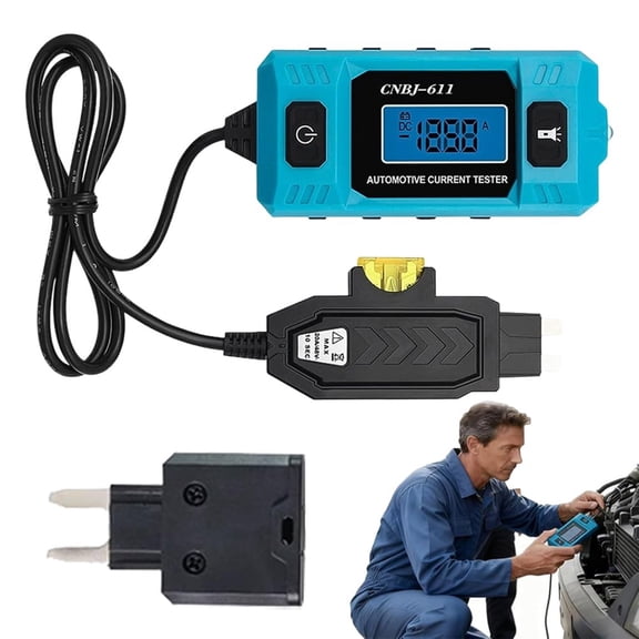 Automotive Circuit Tester, Relay Tester 48V Car Relay Tester, High-Precision Current Tester, 20A 48V Car Relay Fuse Blade Checker with LED Display & Front Light, Circuit Breaker Finder Tool