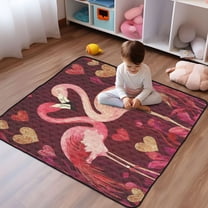 WOBOGO Flamingos in Love Pattern Baby Playmats Extra Large Waterproof Rollable Activity Pads for Toddlers 50×50inch