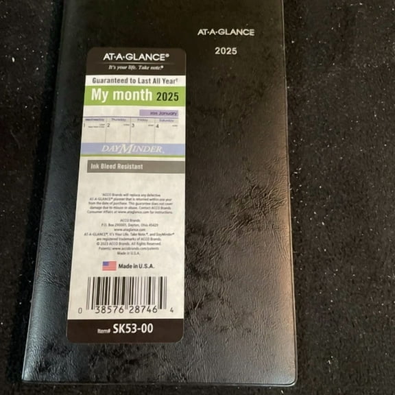 2025 Planner, Monthly, 3-1/2 X 6, Pocket Size, Dayminder, Black (Sk530025)
