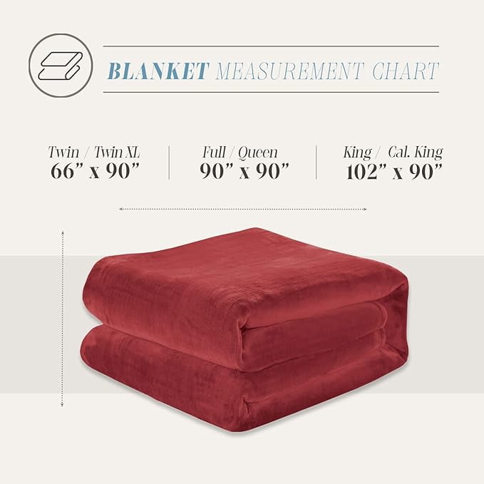 Elegant Comfort Luxury Velvety Feel Blanket, All-Season Lightweight Blanket, Ultra Plush, Soft, Flannel Fleece for Couch, Sofa, Bed, Travel, Solid Design,Full/Queen, Burgundy