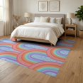 thumbnail image 3 of ODIKA Blush Pink Coral Mint Geometric Shapes Abstract Orange for Queen Size Bedroom, Under Bed, Master Suite, Foldable Easy Care, 3 of 7