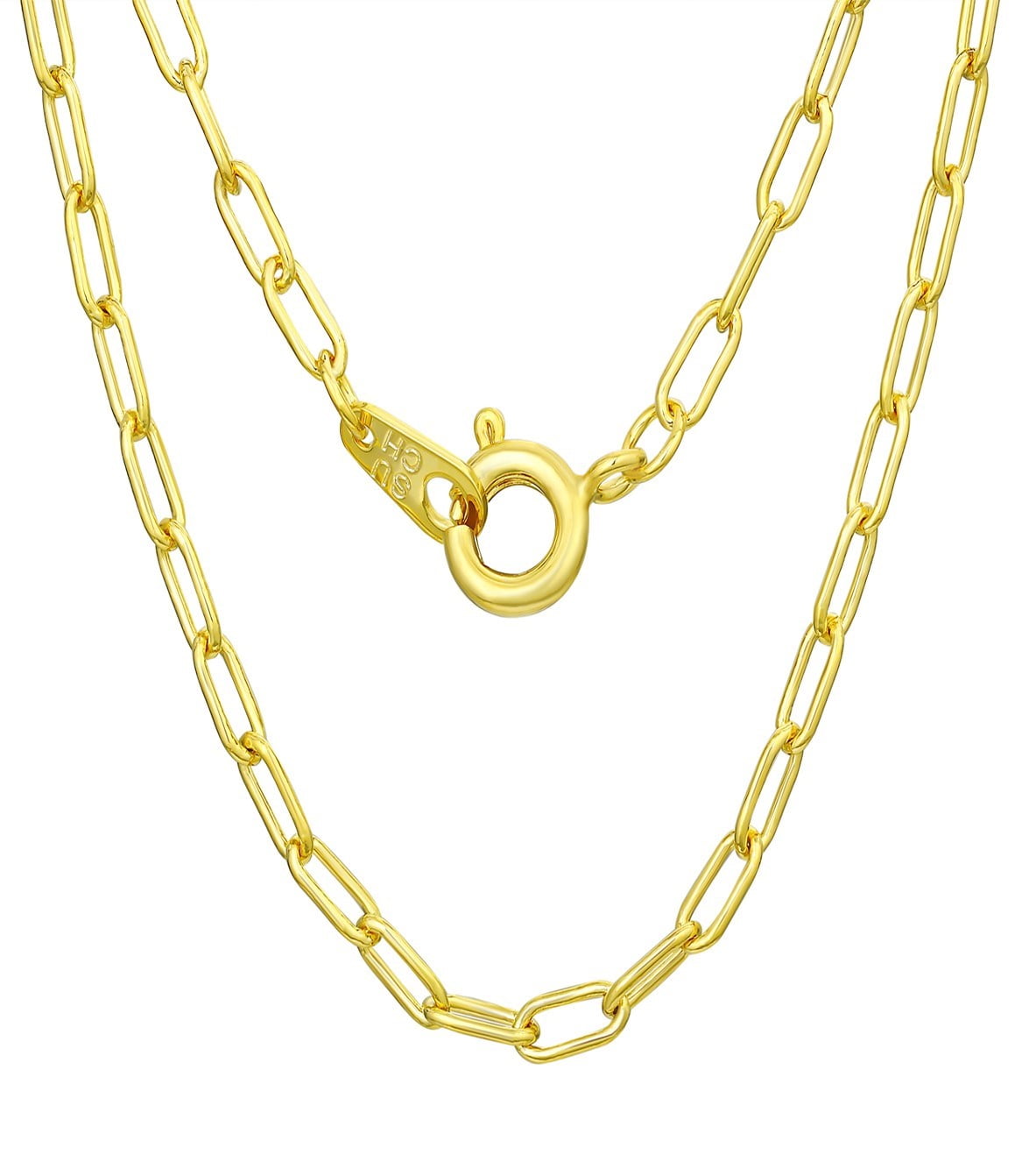 14KT Gold Flash Plated Double Necklace Set with Simulated Diamonds Adult