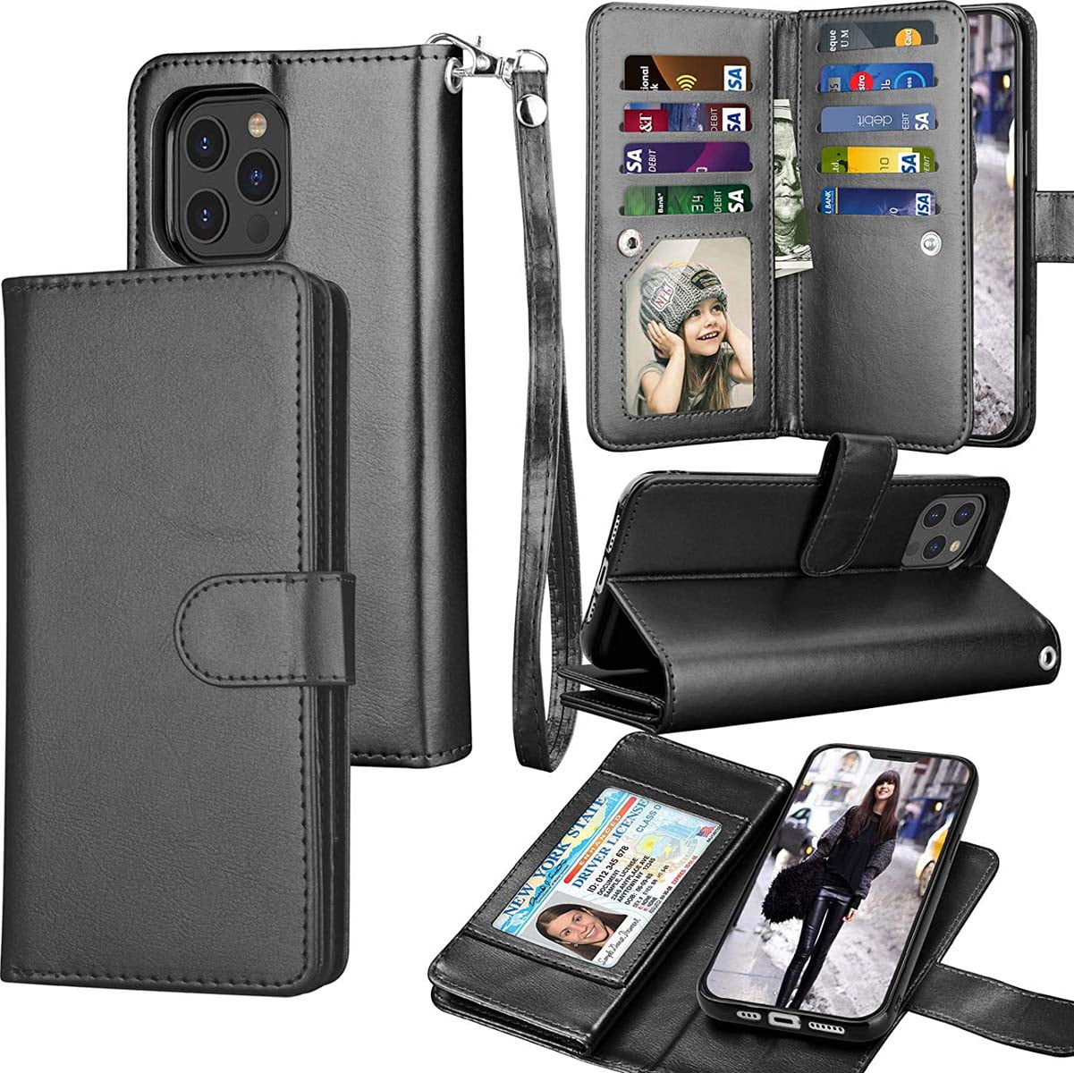 wallet case leather folio iphone card holder mini pro credit max flip carrying luxury pouch detachable tekcoo hard magnetic cash