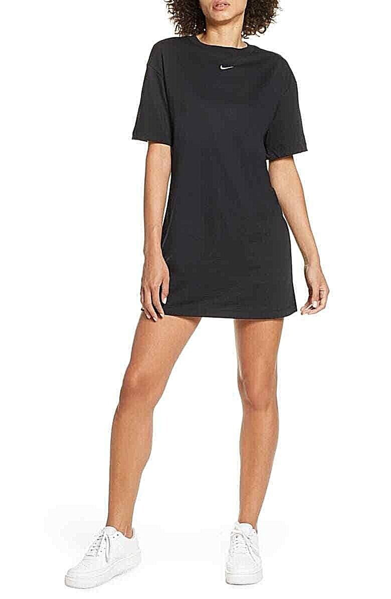 Onophoudelijk scheuren lezing Nike Essential Sportswear Short Sleeve T-Shirt Dress Black/White Large -  Walmart.com