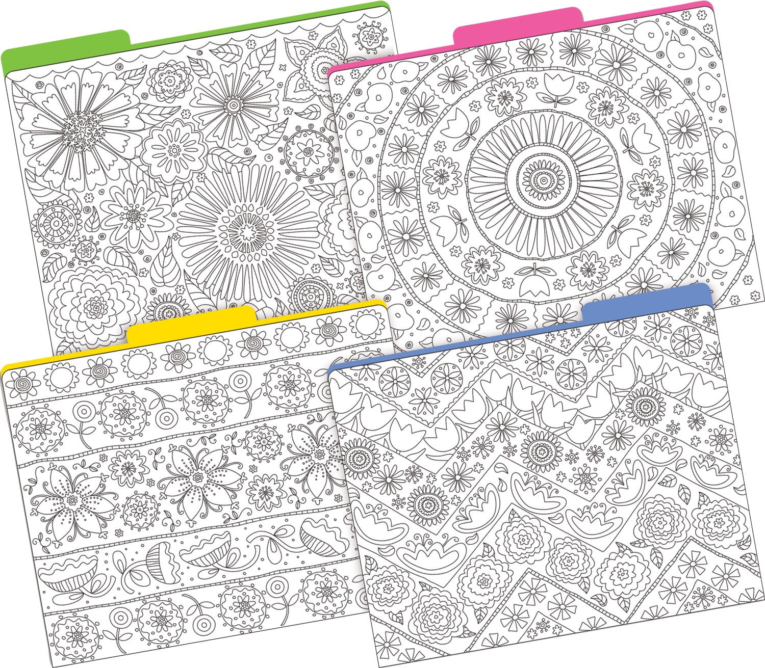 Barker Creek 12 File Folders 30 Peel & Stick Pocket Set - Color Me! In My Garden (BC3538)