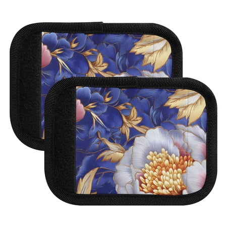 Luggage Handle Wrap for Suitcase 2 Pack Luggage Tag Identifiers for Travel Accessories Pink Blue Flowers Embroidery