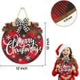 thumbnail image 2 of Merry Christmas Decorations Wreath, Merry Christmas Buffalo Plaid Hanging Sign Rustic Wooden Holiday Decor for Front Door Porch Home Window Wall Farmhouse Indoor Outdoor Decorations, 2 of 7