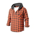thumbnail image 6 of Men's Casual Plaid Shirts,Button Long Sleeve Hooded Pullover Top with Drawstring and Chest Pocket,Weekend Outing, 6 of 7