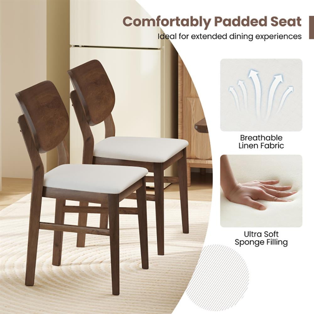 Barara King Dining Chair,Dining Room Chair,Farmhouse Upholstered Kitchen Chairs Set of 2 with Rubber Wood Frame-Walnut