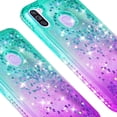 thumbnail image 4 of Compatible for Samsung Galaxy M11 Case with Tempered Glass Screen Protector SOGA Diamond Liquid Quicksand Cover Cute Girl Women Phone Case - Teal / Purple, 4 of 5