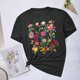 thumbnail image 3 of Blusas de Verano de las Mujeres Flor Impresa Cuello Redondo Manga Corta Superior, Verano Superior de las Mujeres, 3 of 4