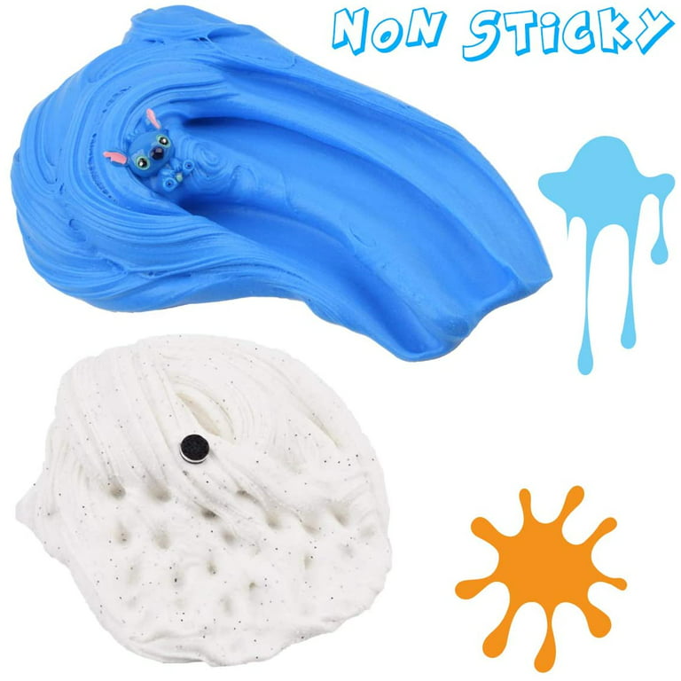 2 Pack Butter Slime Kit, Blue Stitch White Oreo Charm with Glitters and  Foam Beads, Scented Thick Slime Soft Cotton Candy Putty DIY Sludge Toys for  Girls Boys, Premade Slime Kids Party