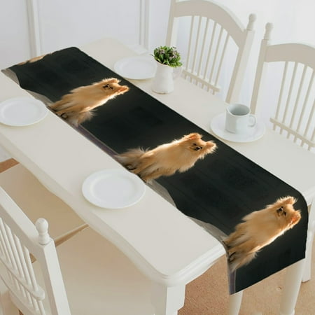 

ABPHQTO Pomeranian Brown Dog Breed In Thailand Table Runner Placemat Tablecloth For Home Decor 16x72 Inch
