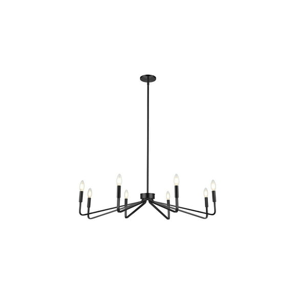8 Light Chandelier Matte Black - Coastal Farmhouse Lighting for Dining Room Kitchen Foyer
