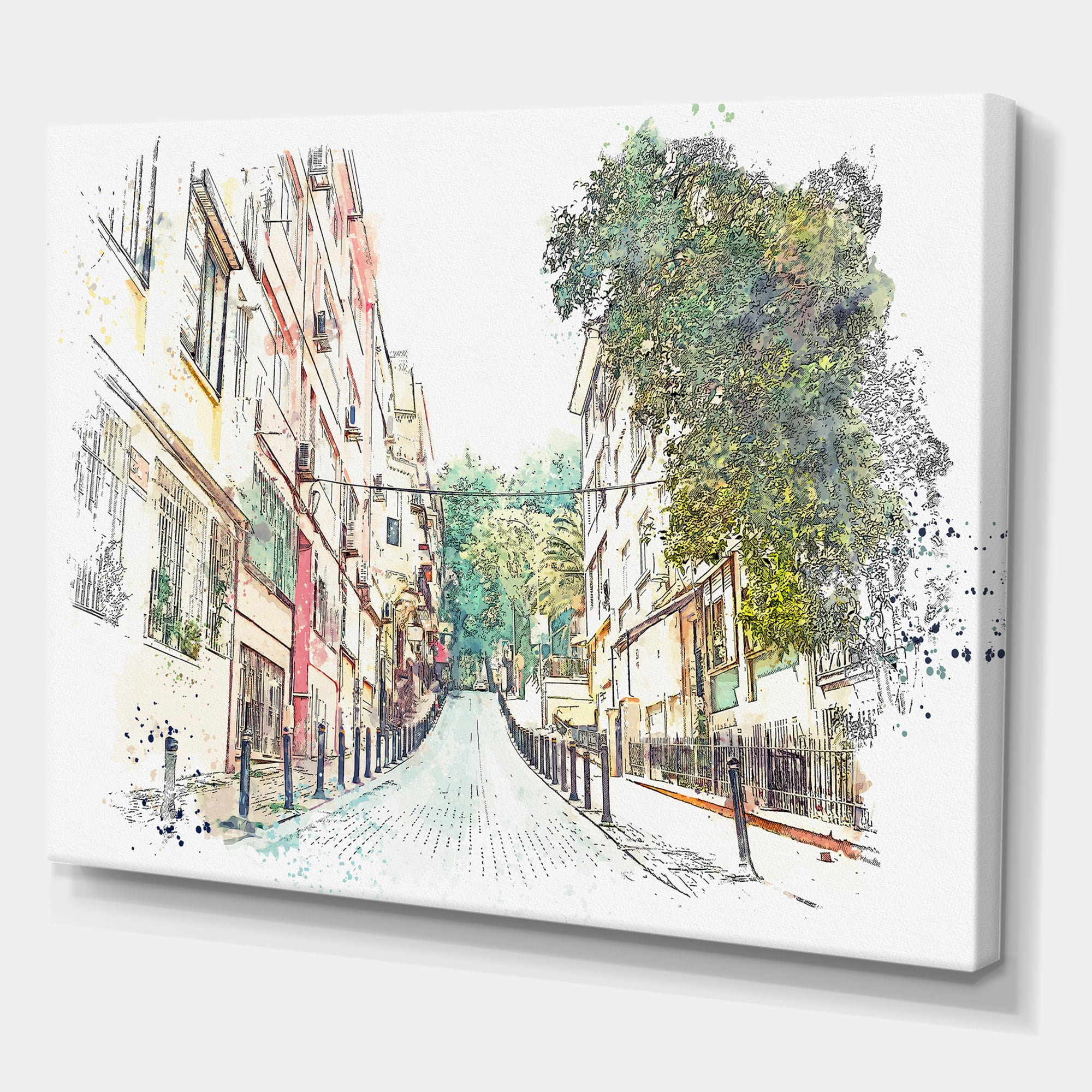 Designart ' Traditional Street In City Istanbul ' Traditional Canvas Wall Art Print