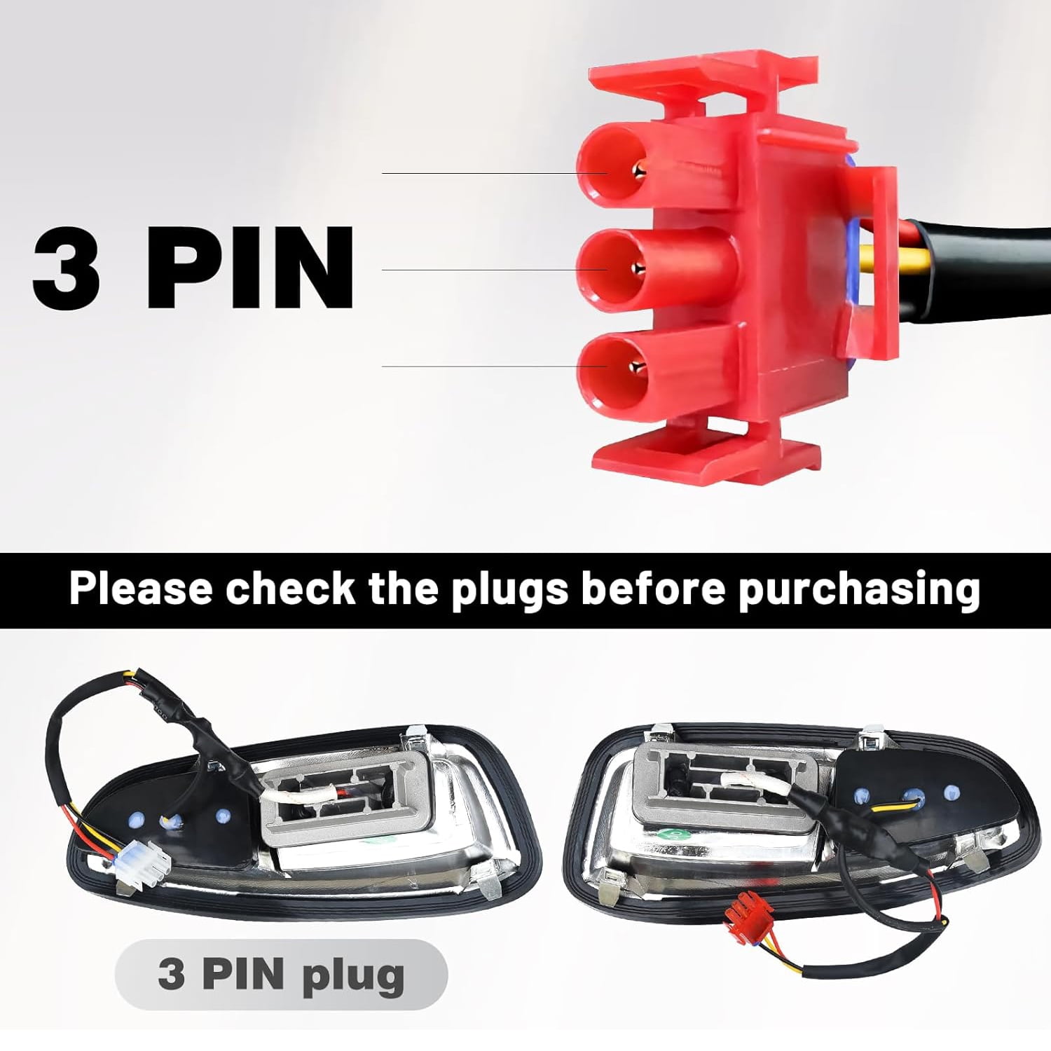 LED Headlight Kit for Golf Cart EZGO RXV (2008+) 12V Front Lights Replacement with 3-Pin Plug for Gas & Electric Models (RXV Only)