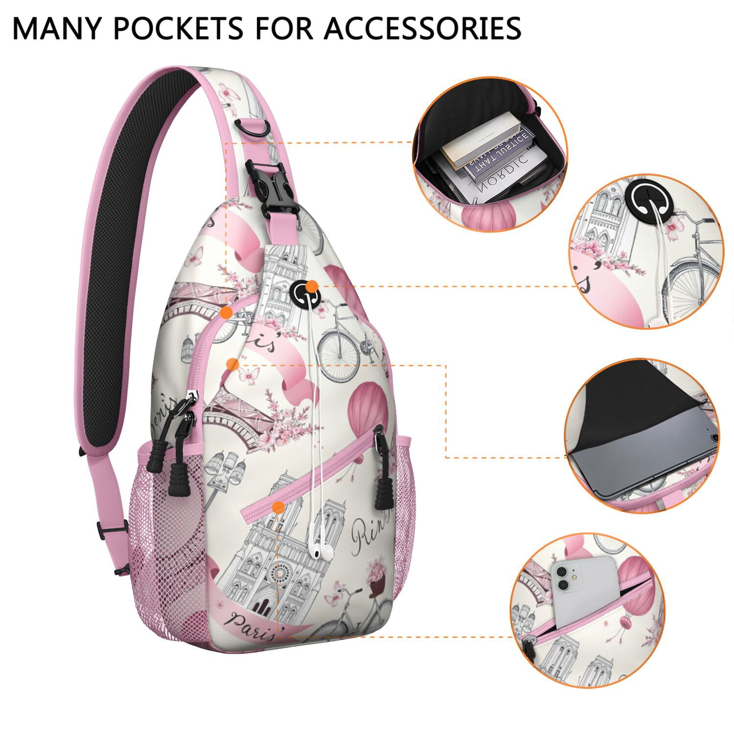 Sling Bag Paris Travel Sling Bag Travel Bag Hiking Bag for Men Women