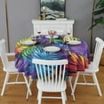 thumbnail image 2 of Colorful Leaf Pattern Round Tablecloth 60"x60",Wrinkle Wipeable Table Cloth for Kitchen Dining Room Picnic Patio Party, 2 of 6