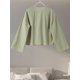 thumbnail image 4 of Camisas de manga abullonada para mujer, Tops holgados informales con cordones, blusas suaves de manga corta con cuello en V a la moda para mujer 2024, 4 of 5